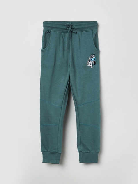 max Boys Teal Green Solid Joggers