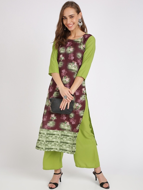 

Silk Bazar Women Green & Brown Printed Kurta with Palazzos