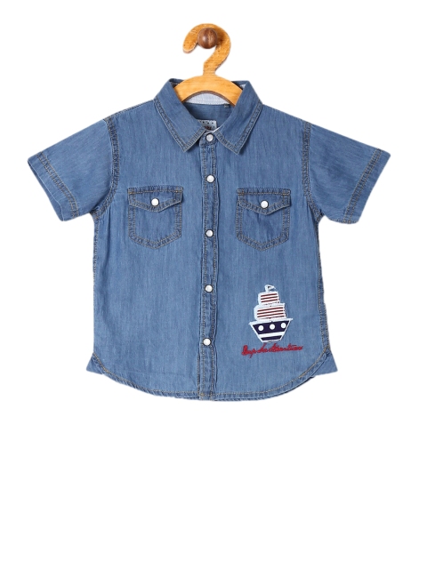 

Donuts Boys Blue Regular Fit Solid Casual Shirt