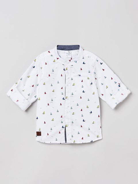 

max Boys White Regular Fit Printed Casual Shirt