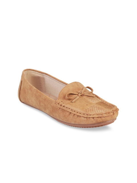 

WALKWAY Women Tan Brown Textured Ballerinas