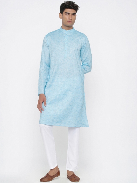 

Tistabene Men Blue & White Solid Kurta with Pyjamas Set