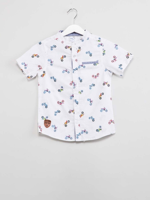 

max Boys White Regular Fit Printed Casual Shirt