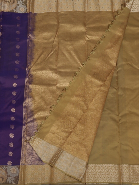

Pothys Violet & Gold-Toned Pure Silk Woven Design Saree
