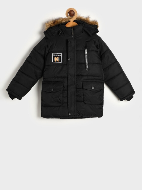 

PASSION PETALS Boys Black Solid Lightweight Padded Jacket