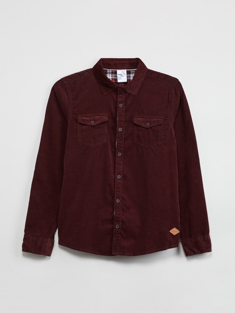 

max Boys Maroon Regular Fit Solid Casual Shirt