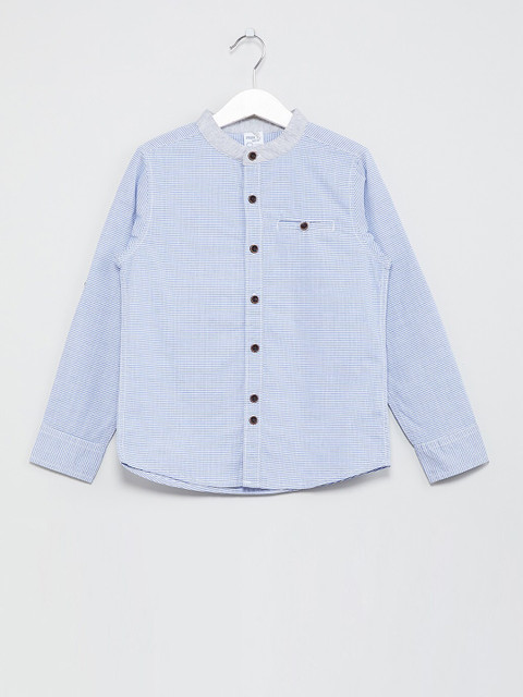 

max Boys Blue Regular Fit Striped Casual Shirt