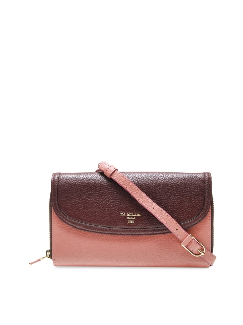 

Da Milano Women Red & Pink Colourblocked Envelope Leather Wallet, Maroon