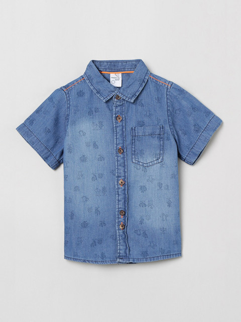 

max Boys Blue Regular Fit Printed Casual Shirt