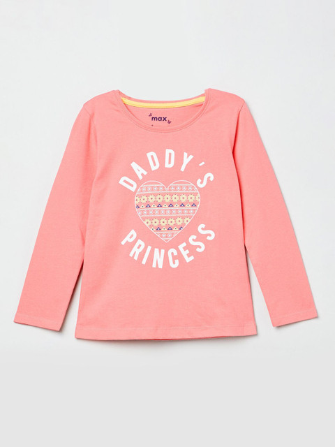 

max Girls Pink Printed Round Neck T-shirt