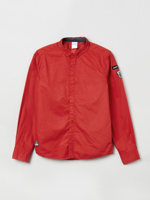 

max Boys Red Regular Fit Solid Casual Shirt