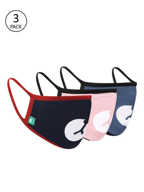 

United Colors of Benetton Unisex 3Pcs Reusable 3 layer Outdoor Masks, Multi