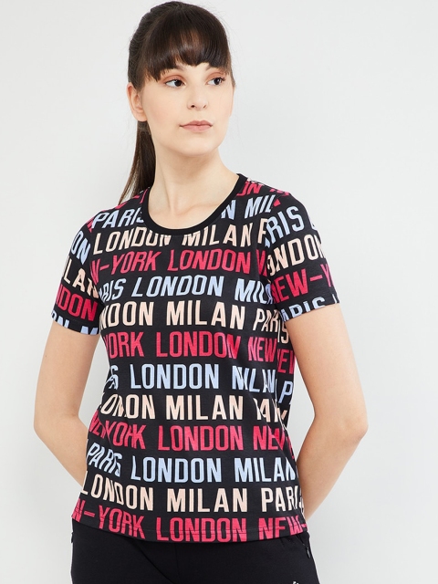 

max Women Multicoloured Printed Round Neck T-shirt, Multi