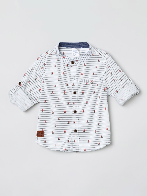

max Boys White Regular Fit Striped Casual Shirt