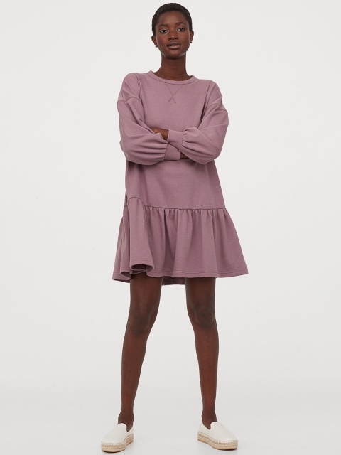 

H&M Women Purple Sweatshirt Dress