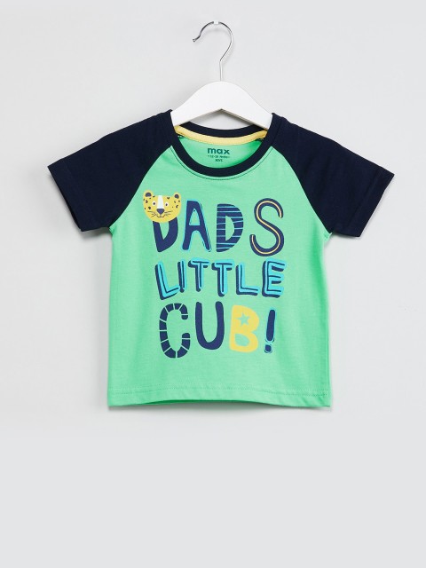 

max Boys Green Printed Round Neck T-shirt