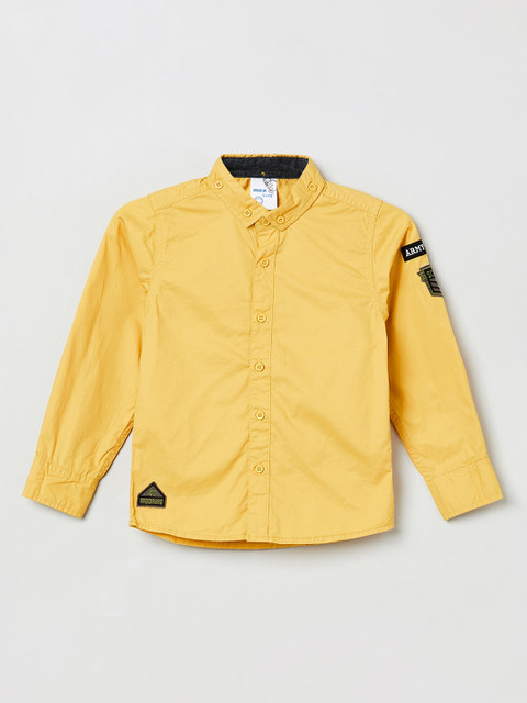 

max Boys Yellow Solid Casual Shirt
