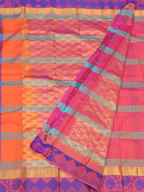 

Pothys Orange & Pink Pure Silk Woven Design Saree
