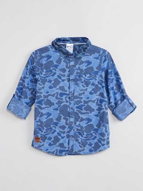 

max Boys Blue Regular Fit Printed Casual Shirt