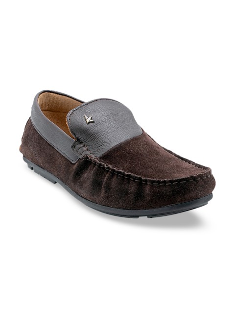

KETHINI Men Coffee Brown & Black Colourblocked Nubuck Driving Shoes