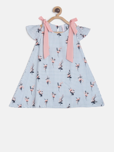 

TALES & STORIES Girls White Checked A-Line Dress