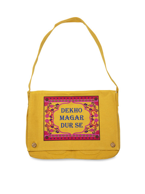 

Voylla Mustard Yellow Printed Shoulder Bag