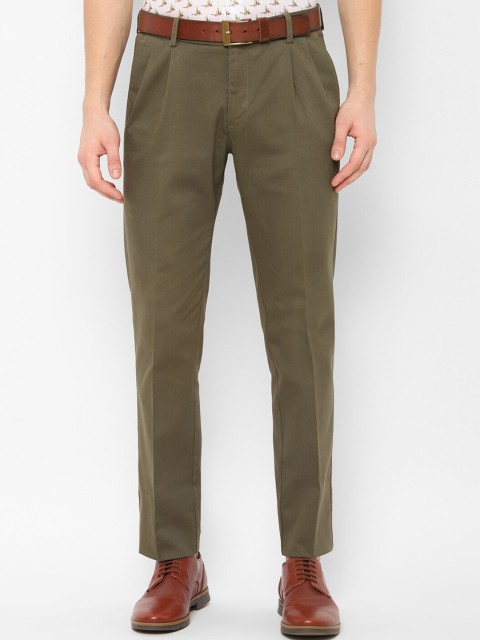 

Allen Solly Men Olive Green Solid Regular Trousers