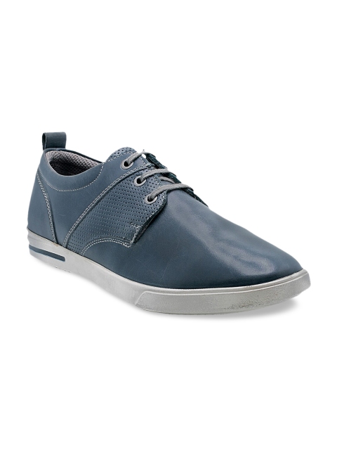 

KETHINI Men Navy Blue Solid Leather Derbys