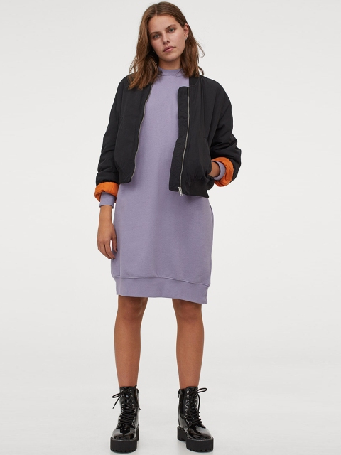 

H&M Women Purple Solid Sweatshirt Dress