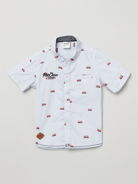 max Boys Blue & Red Printed Casual Shirt