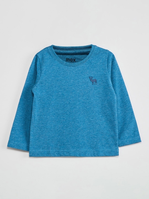

max Boys Blue Solid Round Neck T-shirt