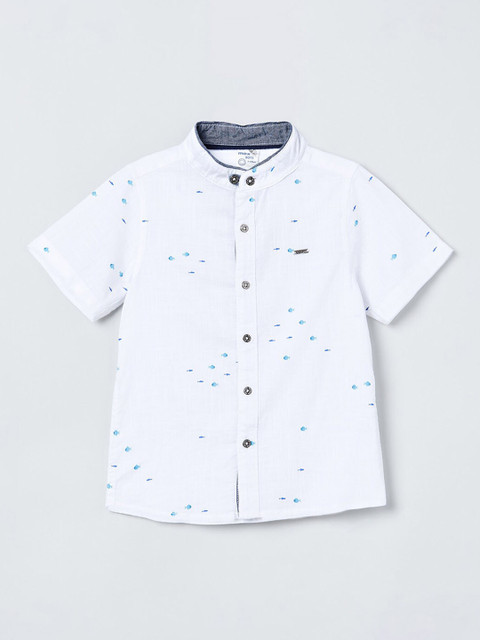

max Boys White Regular Fit Printed Casual Shirt