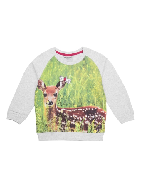 

Cherokee Girls Grey & Brown Printed Raglan Sleeves Sweatshirt