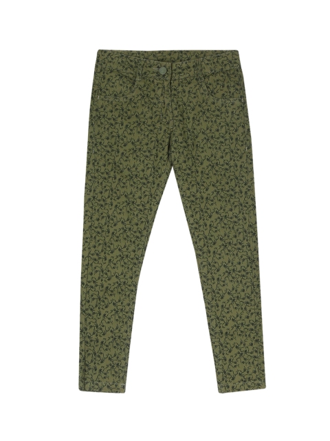 

Cherokee Girls Olive Green Regular Fit Mid-Rise Printed Stretchable Jeans