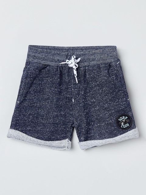 

max Boys Blue Self Design Regular Fit Regular Shorts