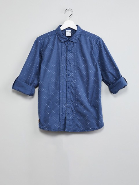 

max Boys Navy Blue Regular Fit Printed Casual Shirt