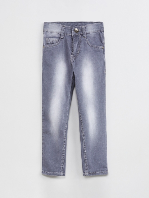 

max Boys Grey Slim Fit Mid-Rise Clean Look Stretchable Jeans