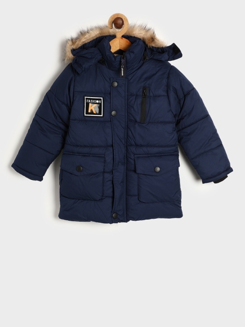 

PASSION PETALS Boys Navy Blue Solid Lightweight Padded Jacket
