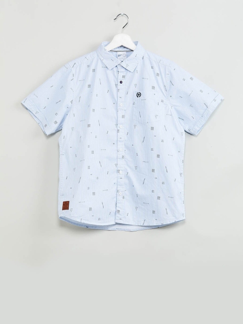 max Boys Blue Regular Fit Printed Casual Shirt