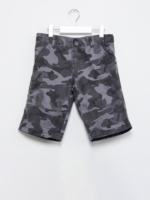 max Boys Grey Camo Printed Regular Shorts