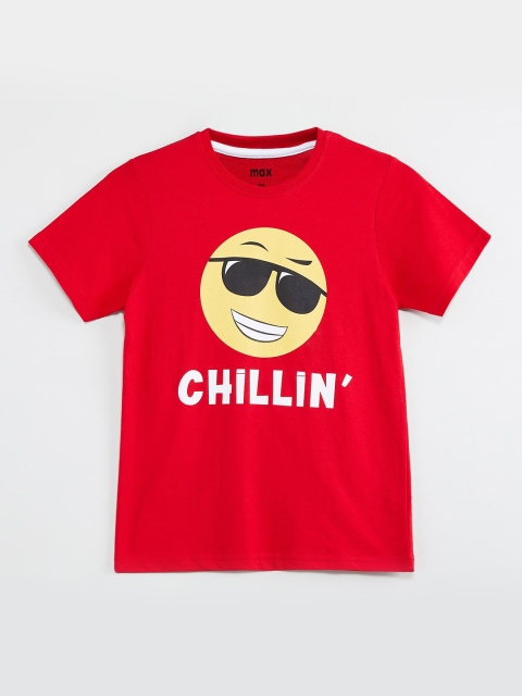 

max Boys Red Printed Round Neck T-shirt