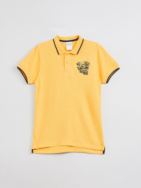 

max Boys Yellow Solid Polo Collar T-shirt