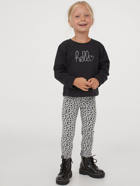 

H&M Girls Black & Grey 2-Piece Cotton Set
