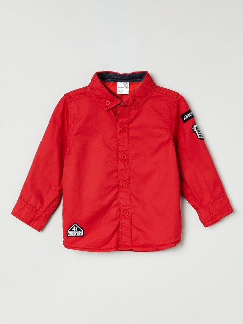 

max Boys Red Regular Fit Solid Casual Shirt