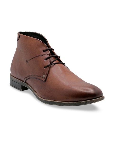 

KETHINI Men Tan Brown Solid Leather Formal Derbys