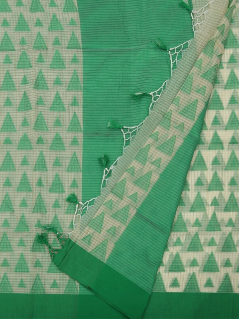 

Pothys Cream-Coloured & Green Woven Design Saree