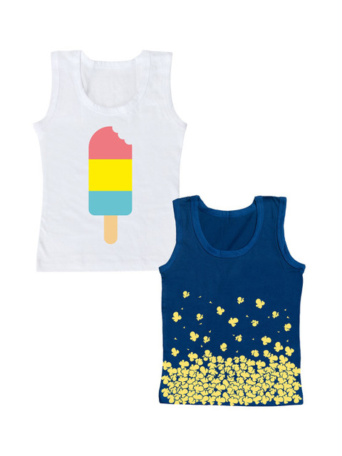 

You Got Plan B Boys Pack Of 2 Printed Innerwear Vests, White