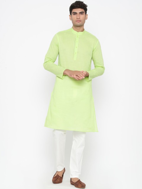

Tistabene Men Green & White Solid Kurta with Pyjamas