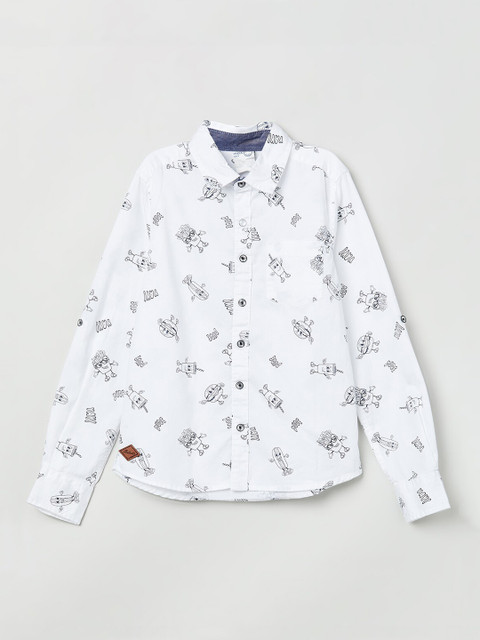 

max Boys White Regular Fit Printed Casual Shirt