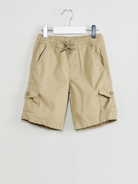 

max Boys Beige Solid Regular Shorts
